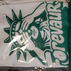 Green and White Graphic Tee
